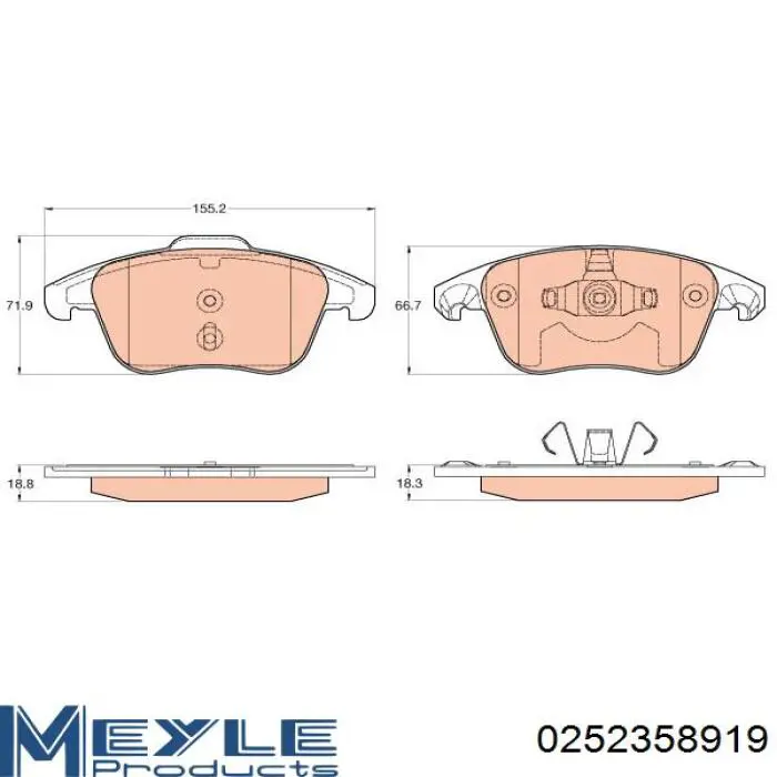 Передние тормозные колодки 252358919 Meyle