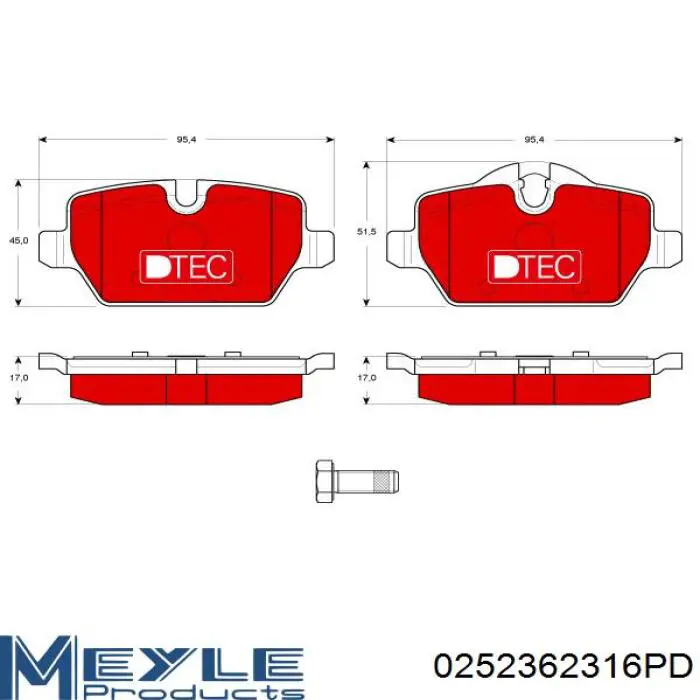 Купить 0252362316PD Meyle Колодки тормозные задние, дисковые