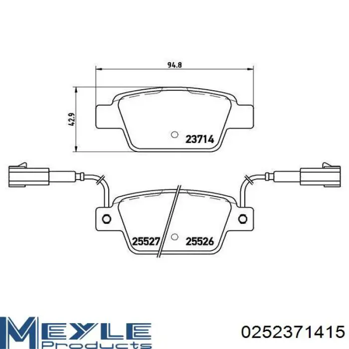 Колодки гальмові задні, дискові 0252371415 Meyle