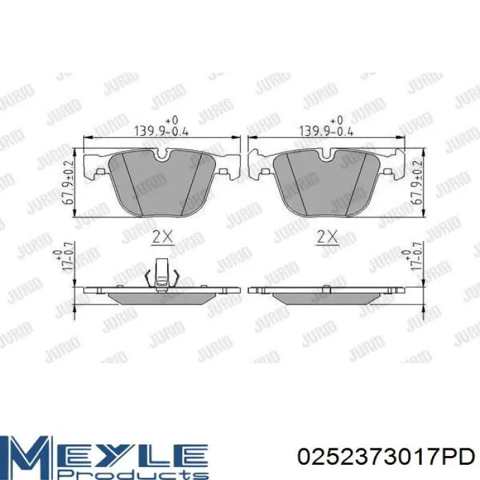 Задние дисковые колодки Meyle 0252373017PD