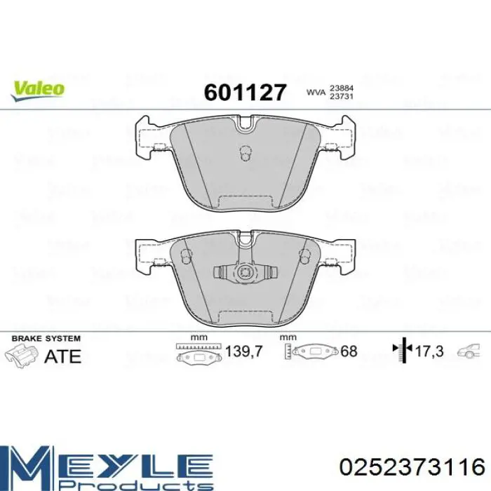 Задние тормозные колодки 0252373116 Meyle