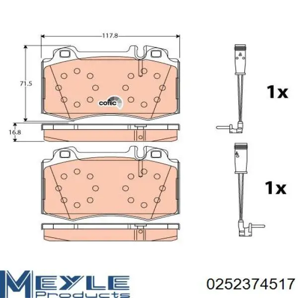 Передние тормозные колодки 0252374517 Meyle