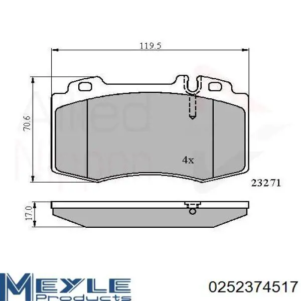 Колодки Meyle 0252374517 цена, от 34.59 USD