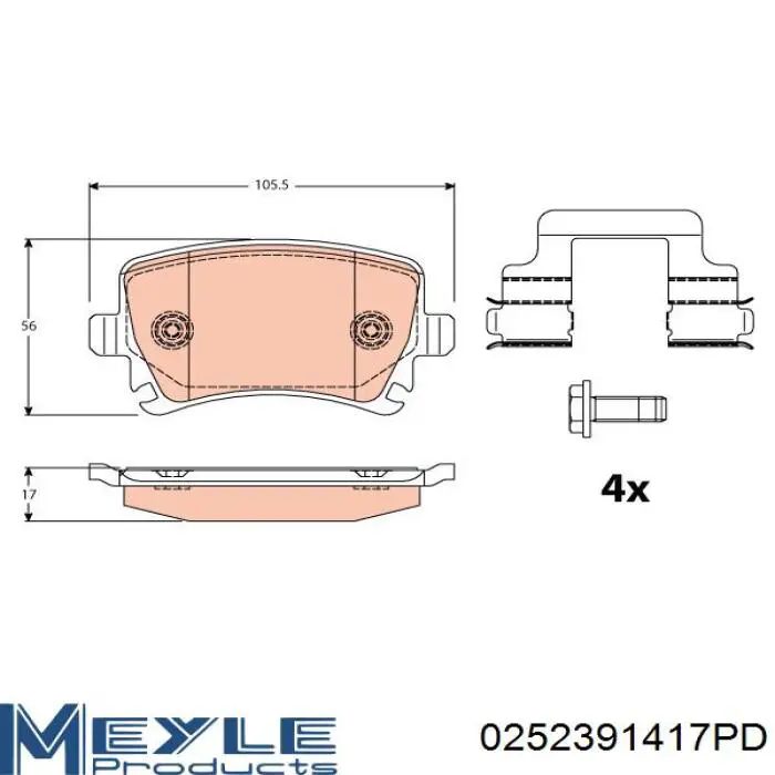 Задние дисковые колодки Meyle 0252391417PD