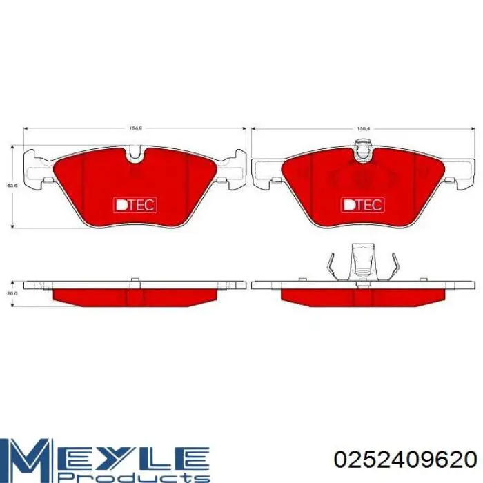 Передние тормозные колодки 0252409620 Meyle