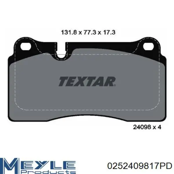 Купить 0252409817PD Meyle Колодки тормозные