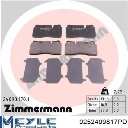 0252409817PD Meyle Колодки передние