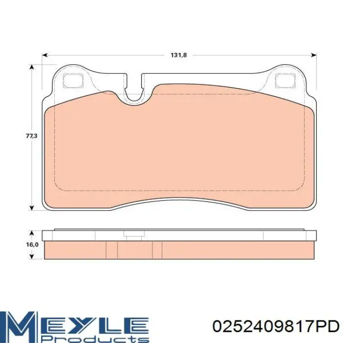 Передние тормозные колодки 0252409817PD Meyle