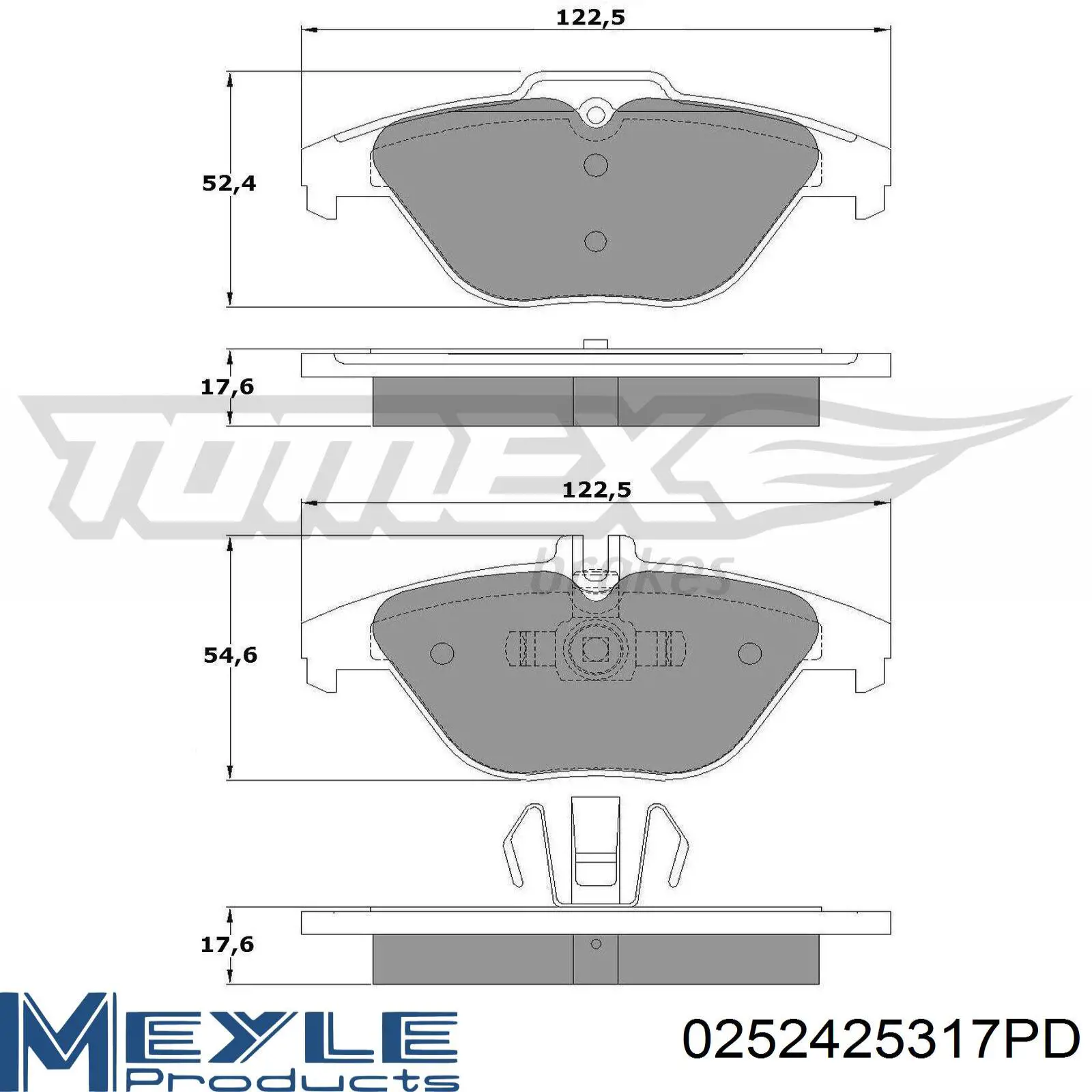 Задние тормозные колодки 0252425317PD Meyle