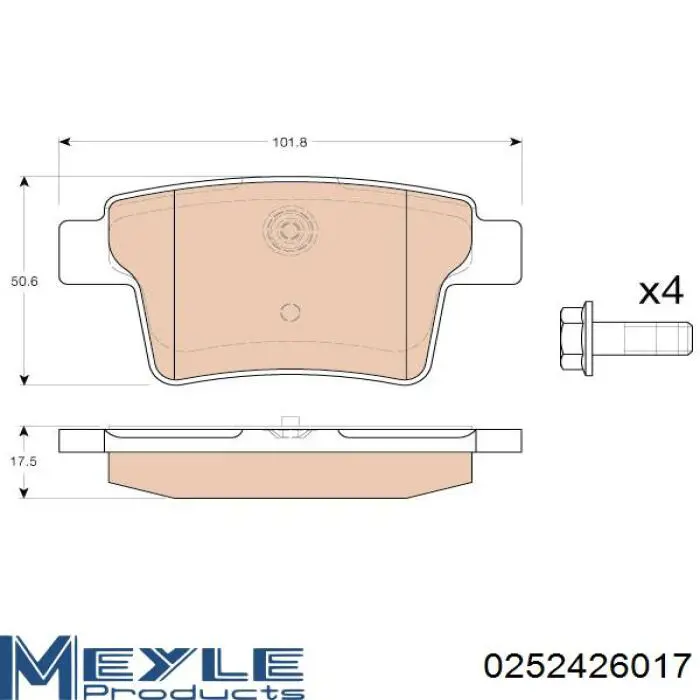 Задние тормозные колодки 0252426017 Meyle