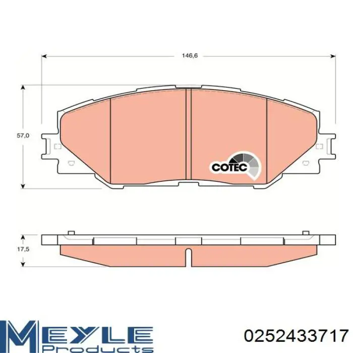 Передние тормозные колодки 0252433717 Meyle