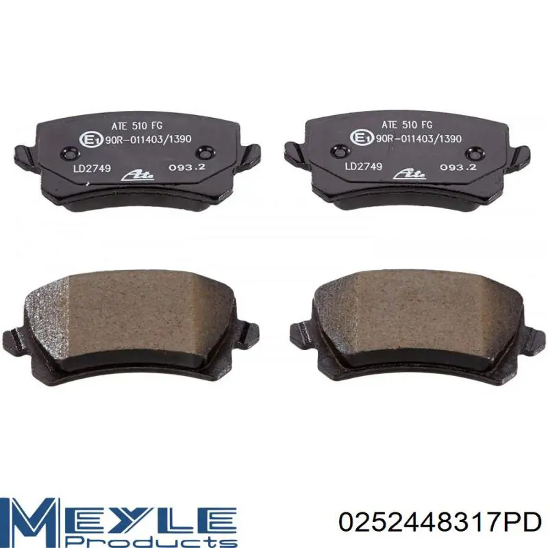 Задние тормозные колодки 0252448317PD Meyle