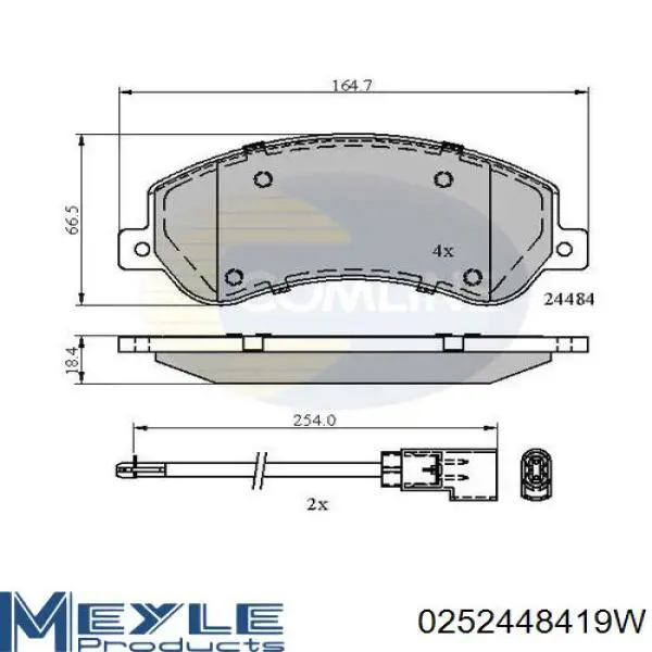 Передние тормозные колодки 0252448419W Meyle