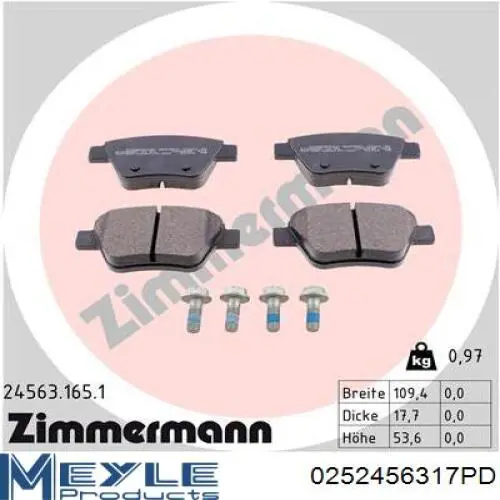 Купить 0252456317PD Meyle Колодки тормозные задние, дисковые