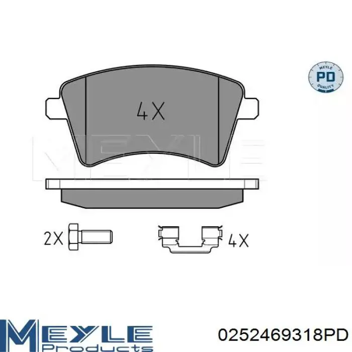 Передние тормозные колодки 0252469318PD Meyle