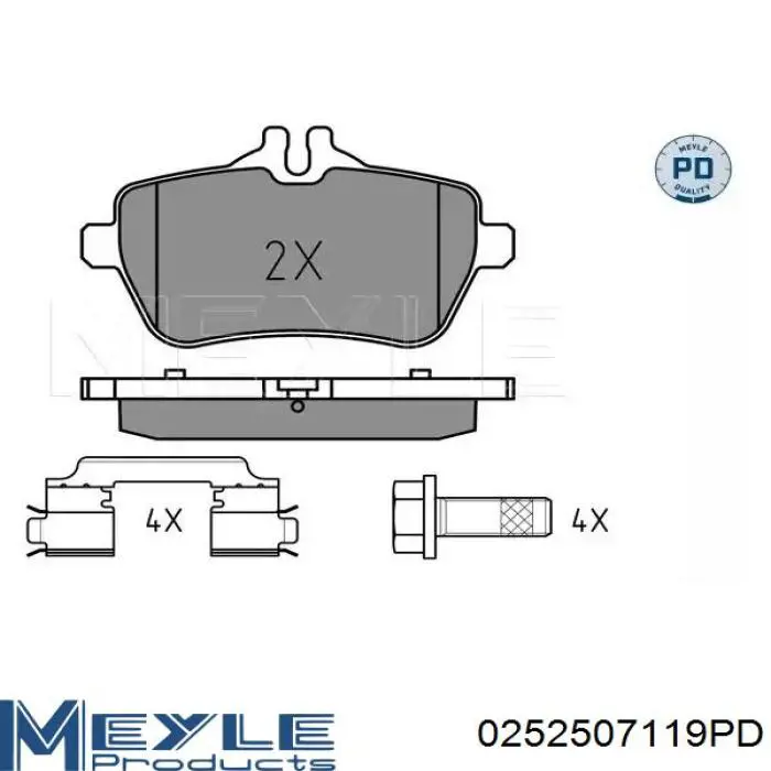 Задние тормозные колодки 0252507119PD Meyle