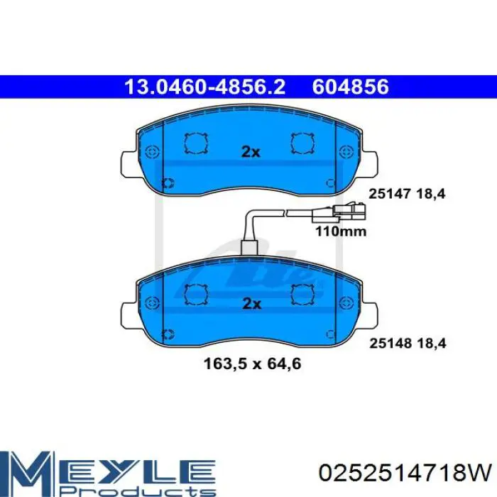0252514718W Meyle Колодки передние