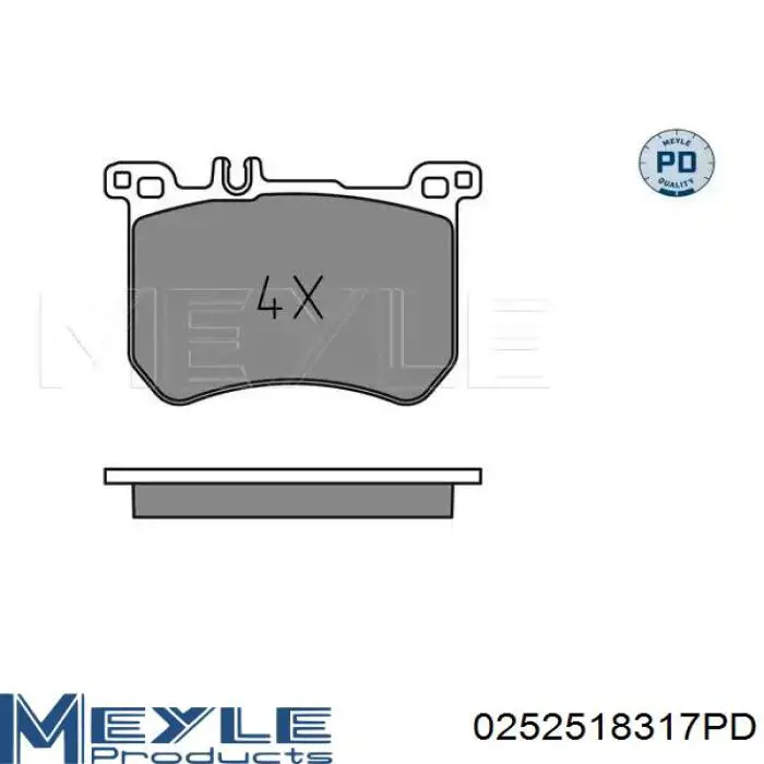 Передние тормозные колодки 0252518317PD Meyle