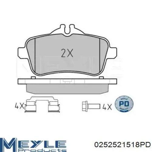 Задние тормозные колодки 0252521518PD Meyle