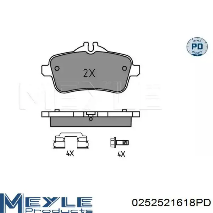 0252521618PD Meyle sapatas do freio traseiras de disco