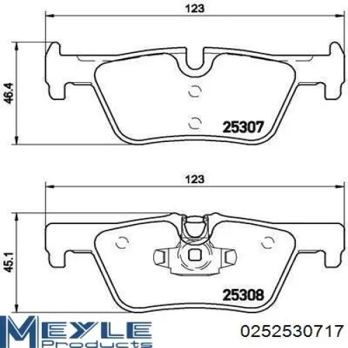 Задние дисковые колодки Meyle 0252530717