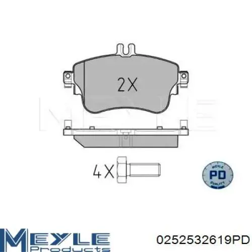 Передние тормозные колодки 0252532619PD Meyle