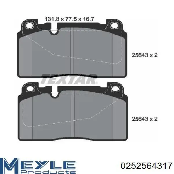 Колодки Meyle 0252564317 цена, от 55.84 USD