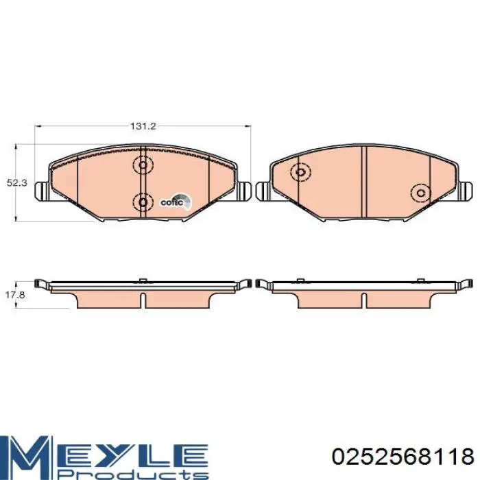 Передние тормозные колодки 0252568118 Meyle