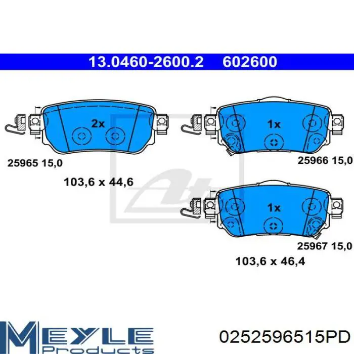 Купить 0252596515PD Meyle Колодки тормозные задние, дисковые