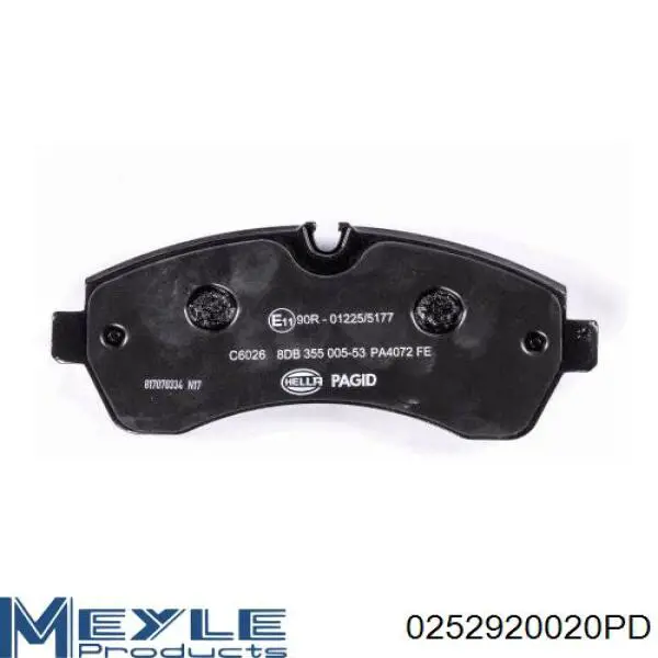 Передние тормозные колодки 0252920020PD Meyle