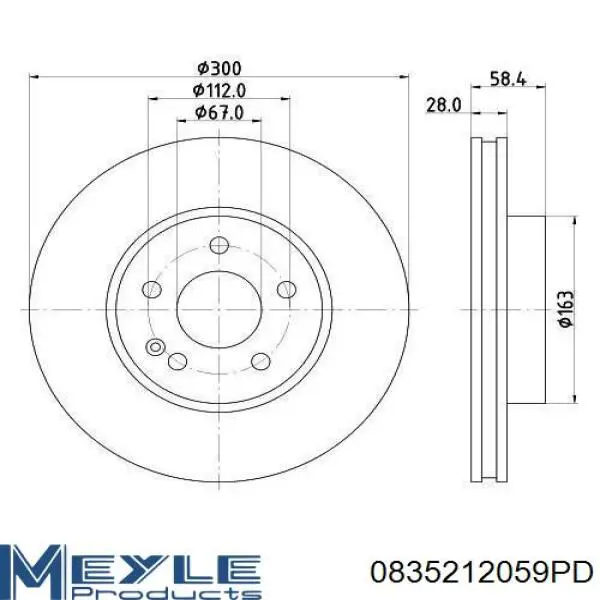 Купить 0835212059PD Meyle Ротор тормозной