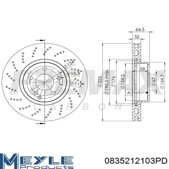 Передний тормозной диск Meyle 0835212103PD