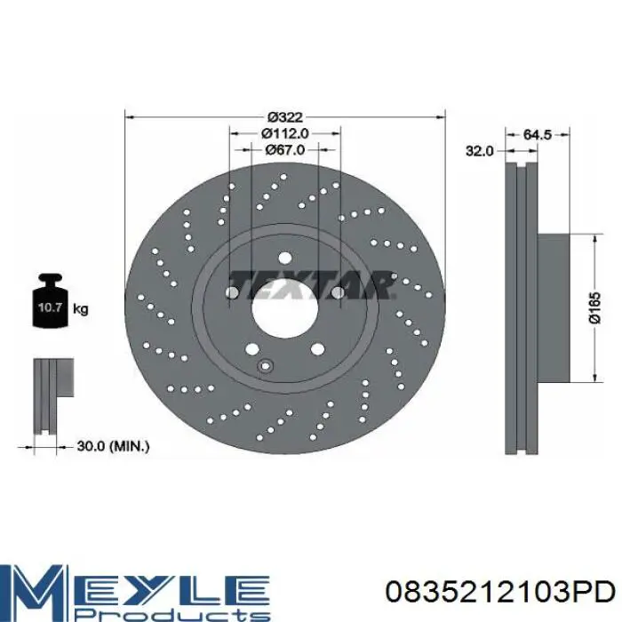 Тормоз дисковый передний Meyle 0835212103PD цена, от 96.92 USD