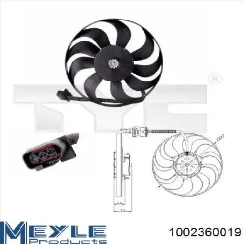 Ventilador (rodete +motor) refrigeración del motor con electromotor completo 1002360019 Meyle