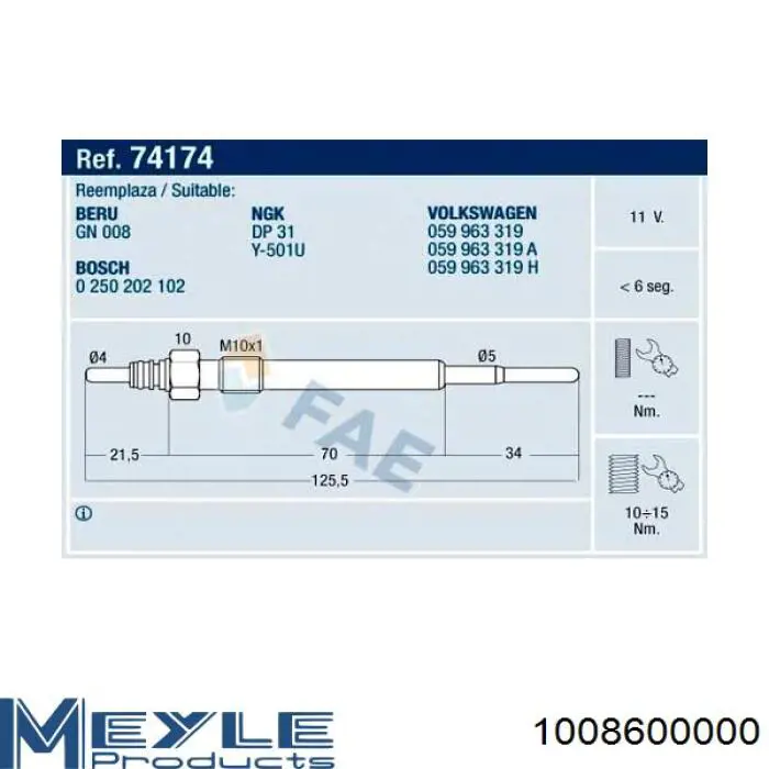 Свечи накала Japan Parts CE027 цена, от 9.46 USD