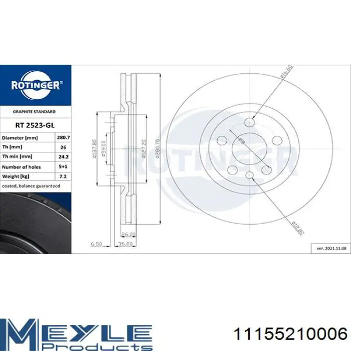 Тормоз дисковый передний GP GP1309392080 цена, от 29.73 USD