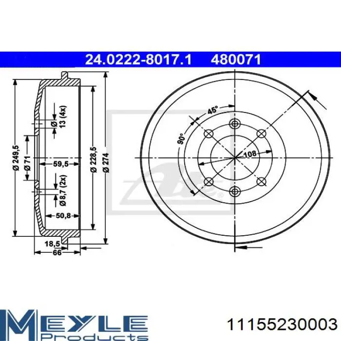 190836 Maxgear Тормозной барабан