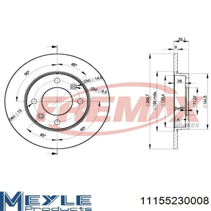 Задний тормозной диск Aplus 61322AP цена, от 17.55 USD