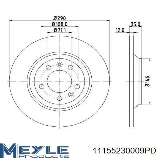 Купить 11155230009PD Meyle Диск тормозной задний