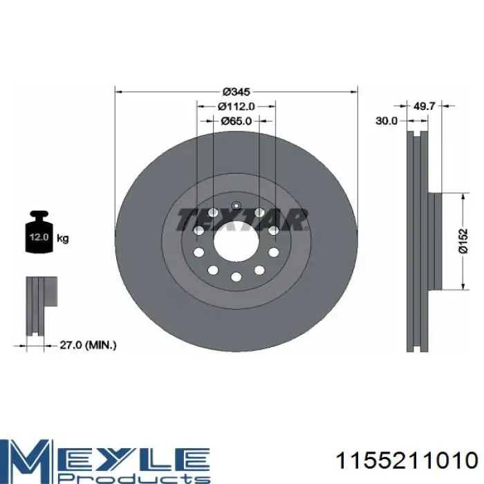 Передний тормозной диск Jurid/Bendix 562239JC1