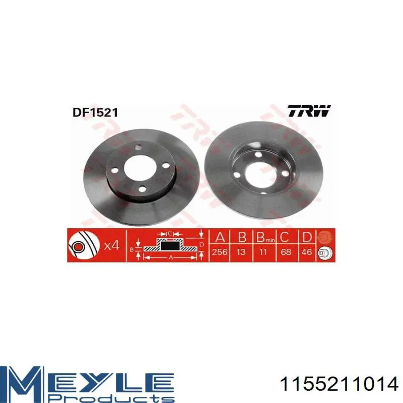 Тормоз дисковый передний Meyle 1155211014 цена, от 27.23 USD