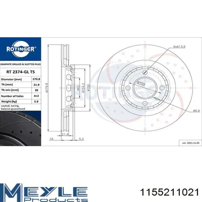 Купить 1155211021 Meyle Ротор тормозной