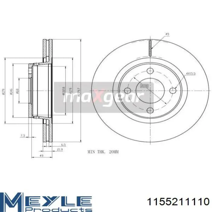 Передние тормозные диски 230330 Metelli