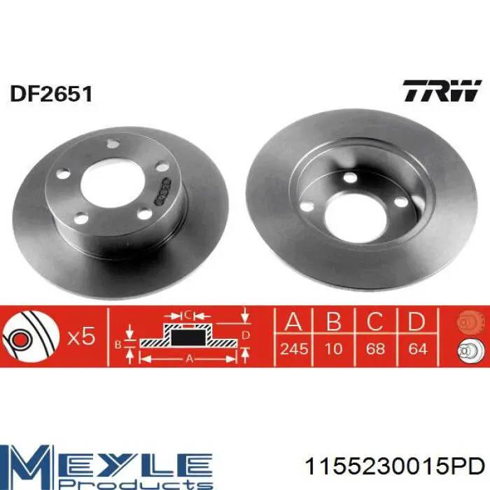 Купить 1155230015PD Meyle Диск тормозной задний
