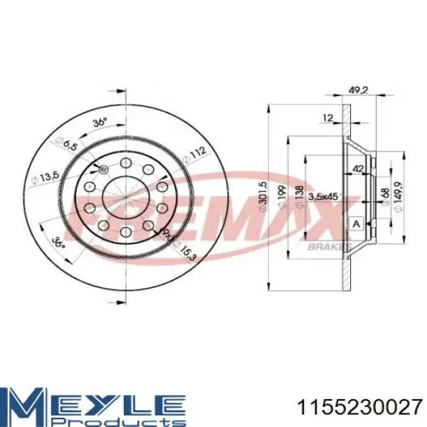 ADV184347 Blue Print Дисковый тормоз