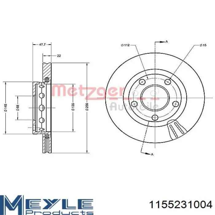 Тормозные диски 1155231004 Meyle