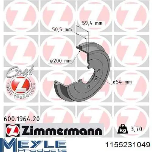 1155231049 Meyle Тормозной барабан