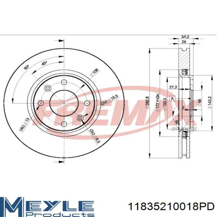 Передние тормозные диски 0000424917 Peugeot/Citroen
