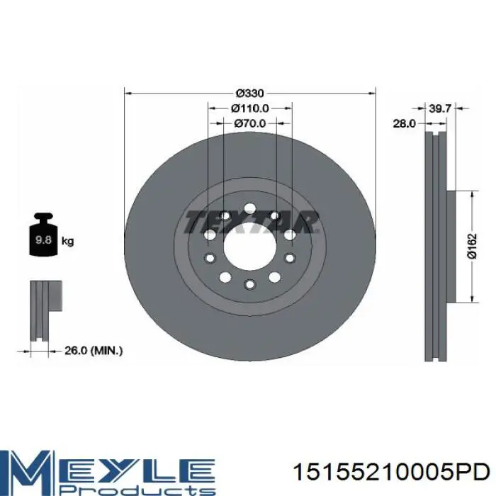 Передний тормозной диск Fiat/Alfa/Lancia 0051767384