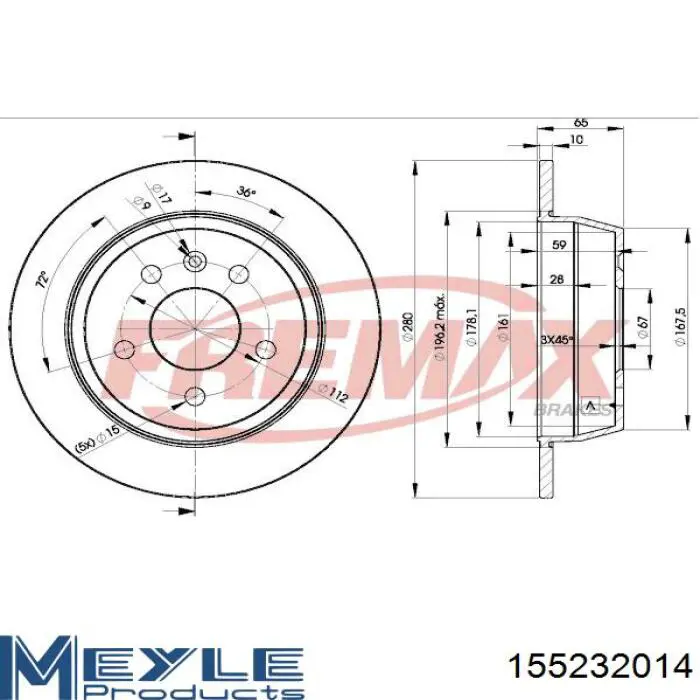 155232014 Meyle Дисковый тормоз